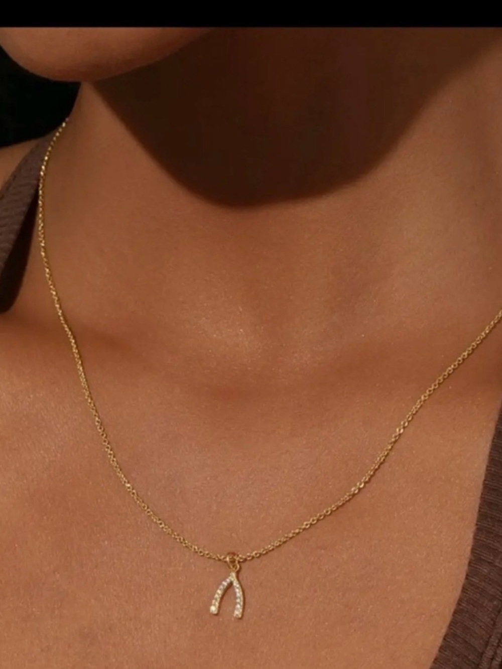 Uncommon James Gold Pave Wishbone Necklace